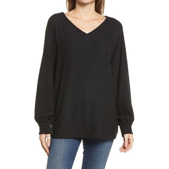 CASLON Raglan Sleeve Knit Top in Black - XS - Picture 1 of 5